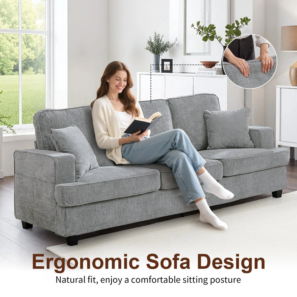 89" Cloud Couch Sofa in Chenille, Extra Comfy Soft 3-Seater