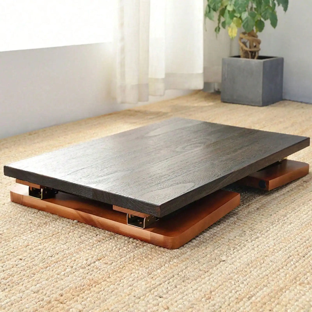 Brown Wooden Folding Coffee Table - Versatile Low Tea Table
