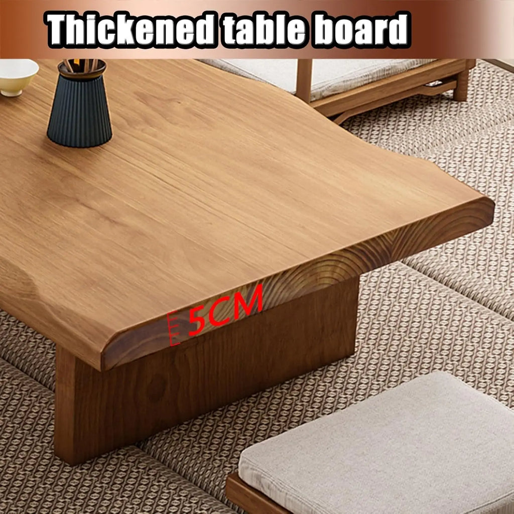 Solid Wood Low Floor Table, Meditation, Tea Ceremony 47.2 x 23.6 x 13.7IN