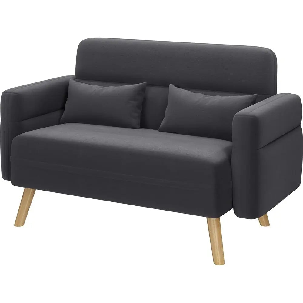 46IN  Fabric Sofa Loveseat with Lumbar Pillows, Solid Wood Legs