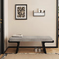 Bed Bench, Upholstered, Solid Wood Legs, Floating Design, Linen Fabric