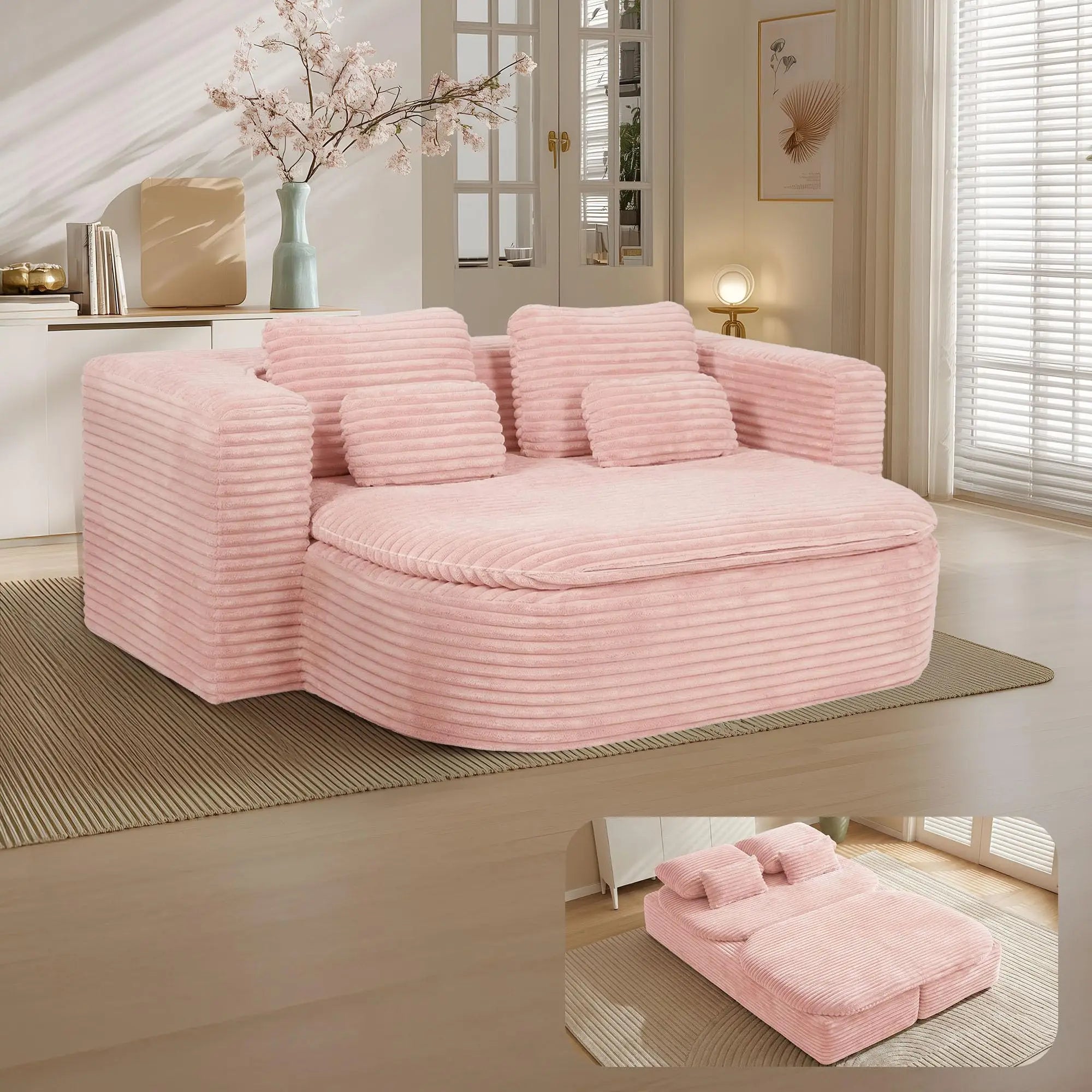 75'' Foldable Sleeper Sofa Bed, Memory Foam Boneless Couch 2-in-1