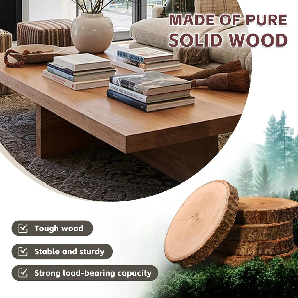 Coffee Table 2” Thick Tabletop, Solid Natural Wood Grain