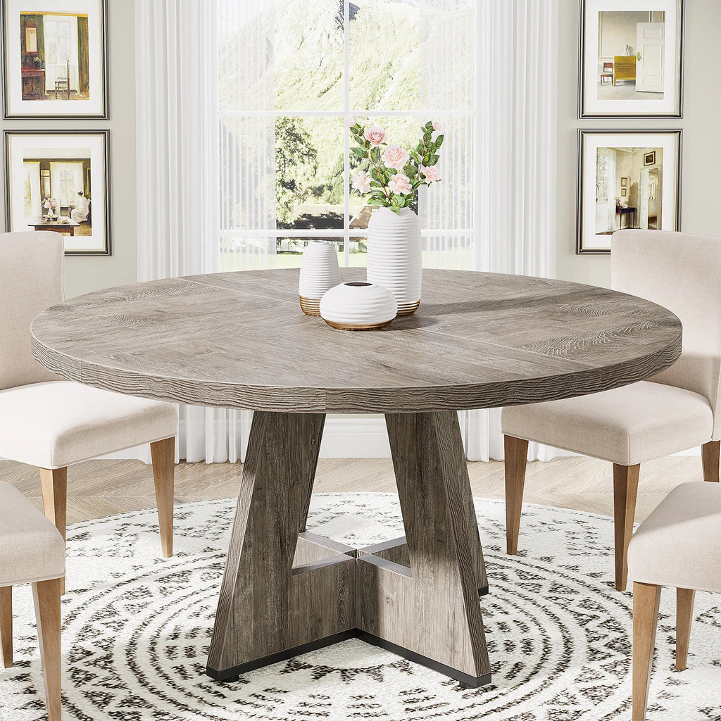 Round Dining Table, 4, 47IN Small Dinner Table