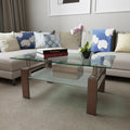 2-Tier Rectangle Black Clear Glass Coffee Table