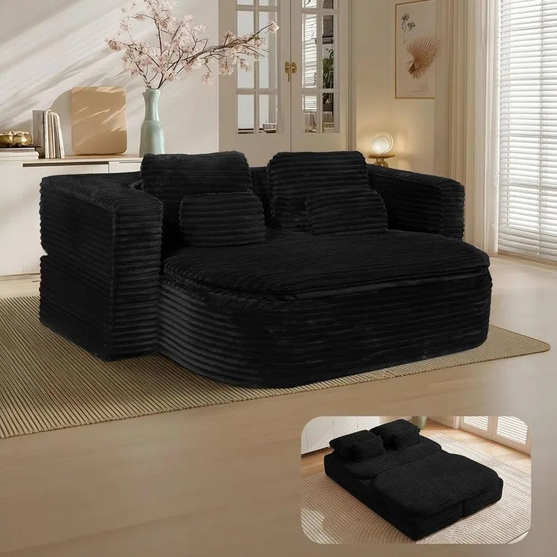 75'' Foldable Sleeper Sofa Bed, Memory Foam Boneless Couch 2-in-1