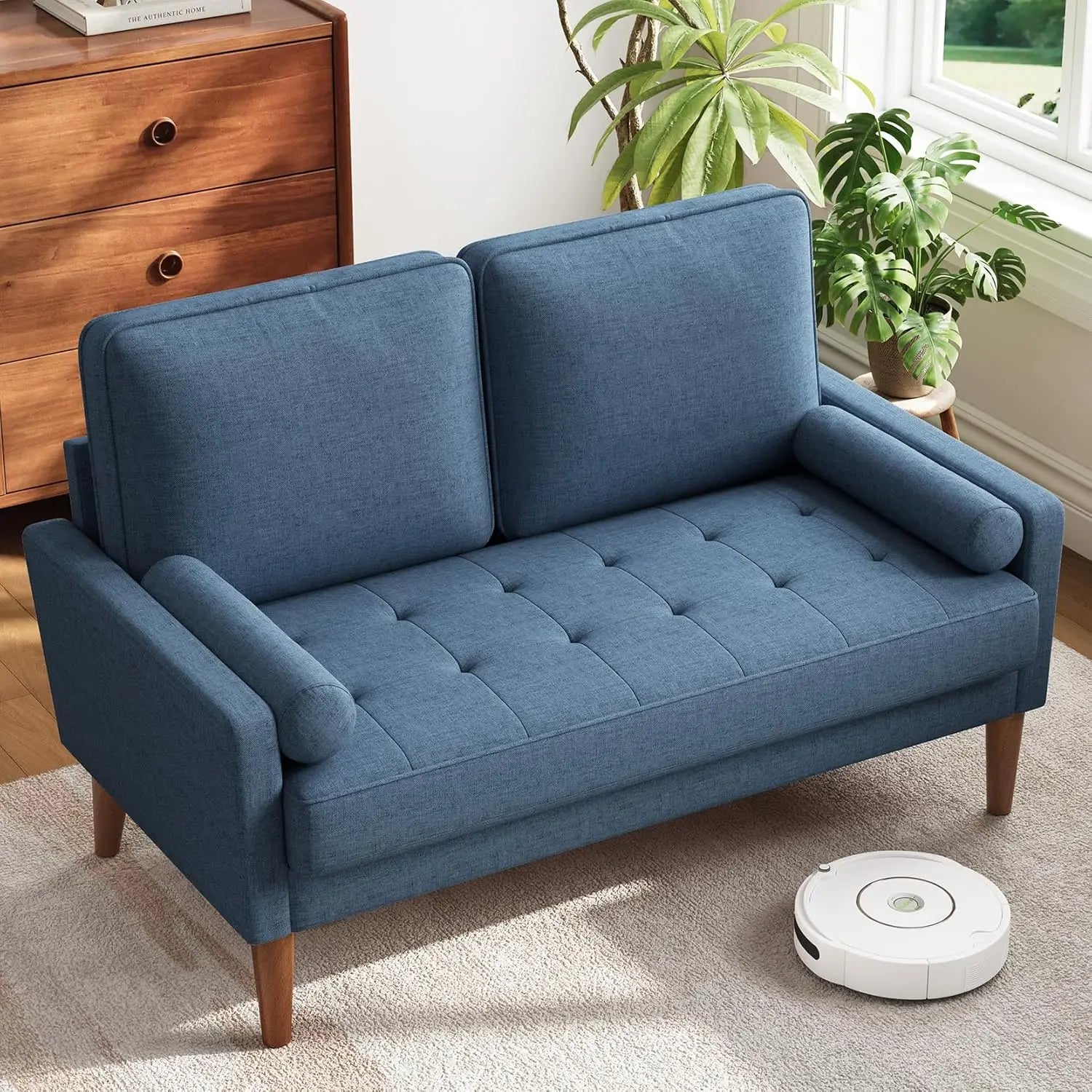 48IN Vesgantti Loveseat Sofa - Solid Wood Legs Throw Pillow Ashbeige