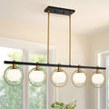 5-Light Adjustable Chandelier with Glass Shades Black Metal Frame