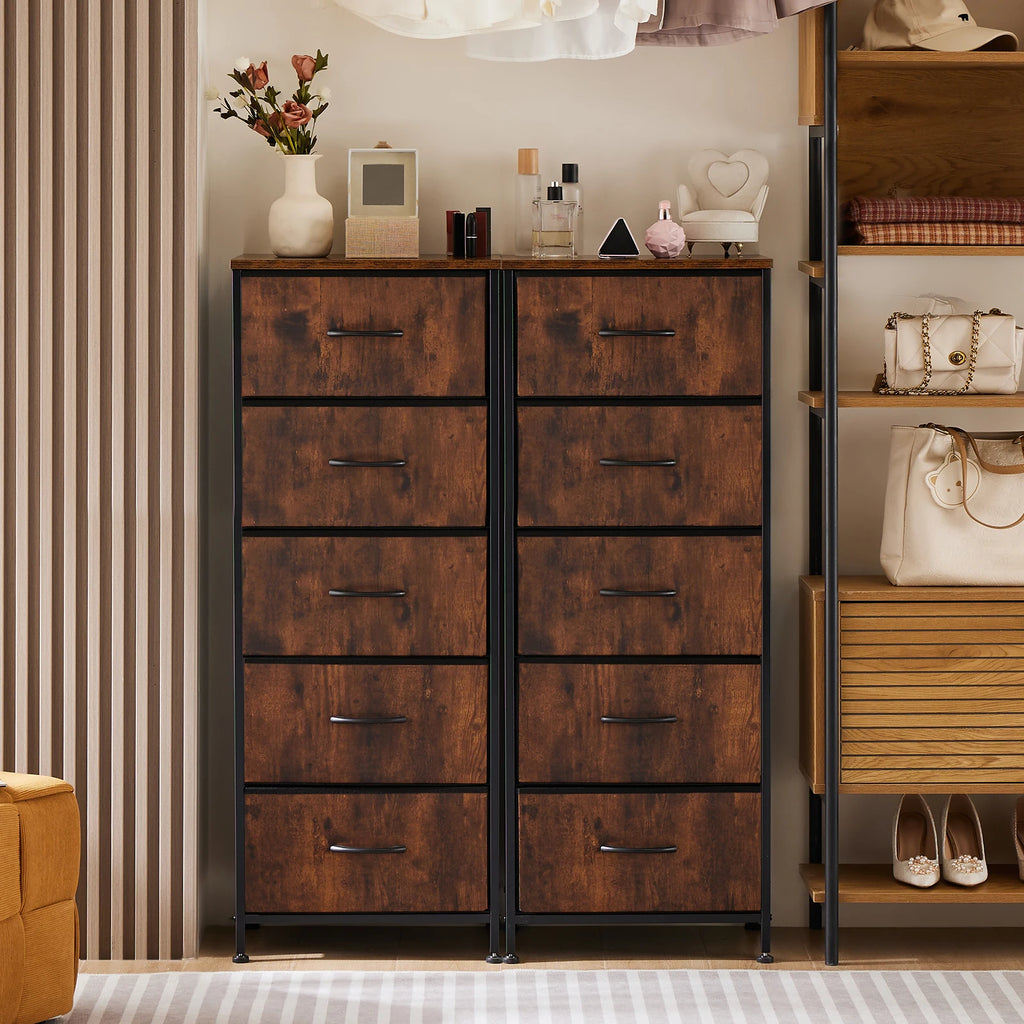 48IN Dresser 5 Fabric Drawers Steel Frame Clothes Storage Cabinet