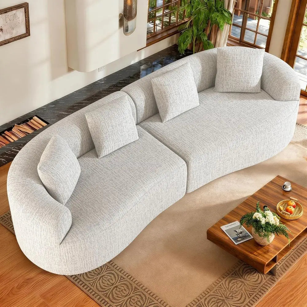 No-Assembly Cloud Curved Sectional Sofa, Oversized Deep Seating
