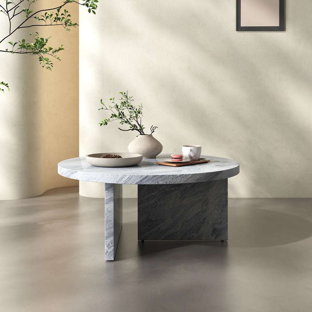 MDF Black/White Round Coffee Table Modern Style, Minimalism, Nordic Flair