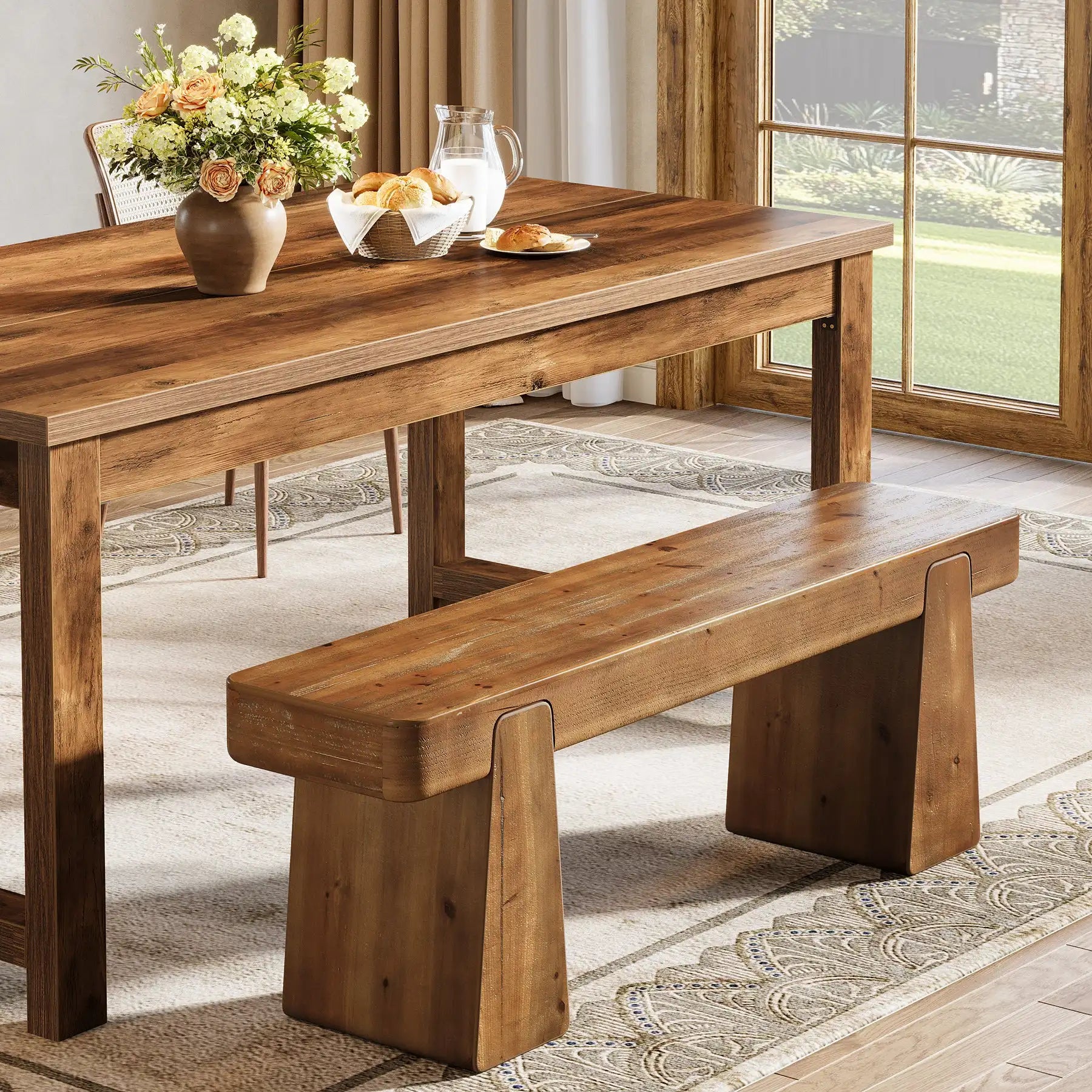 47" Solid Wood Dining Bench for 2-3
