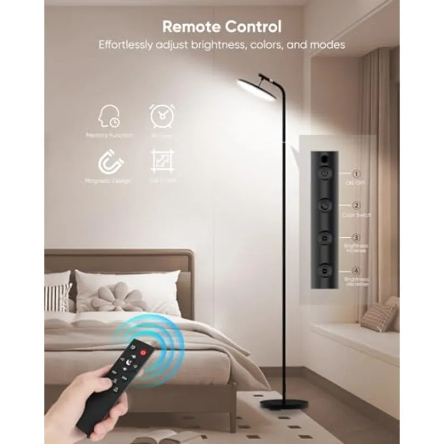 LED Floor Lamp, Remote, Touch Control, 69" Stepless Dimmable Torchiere