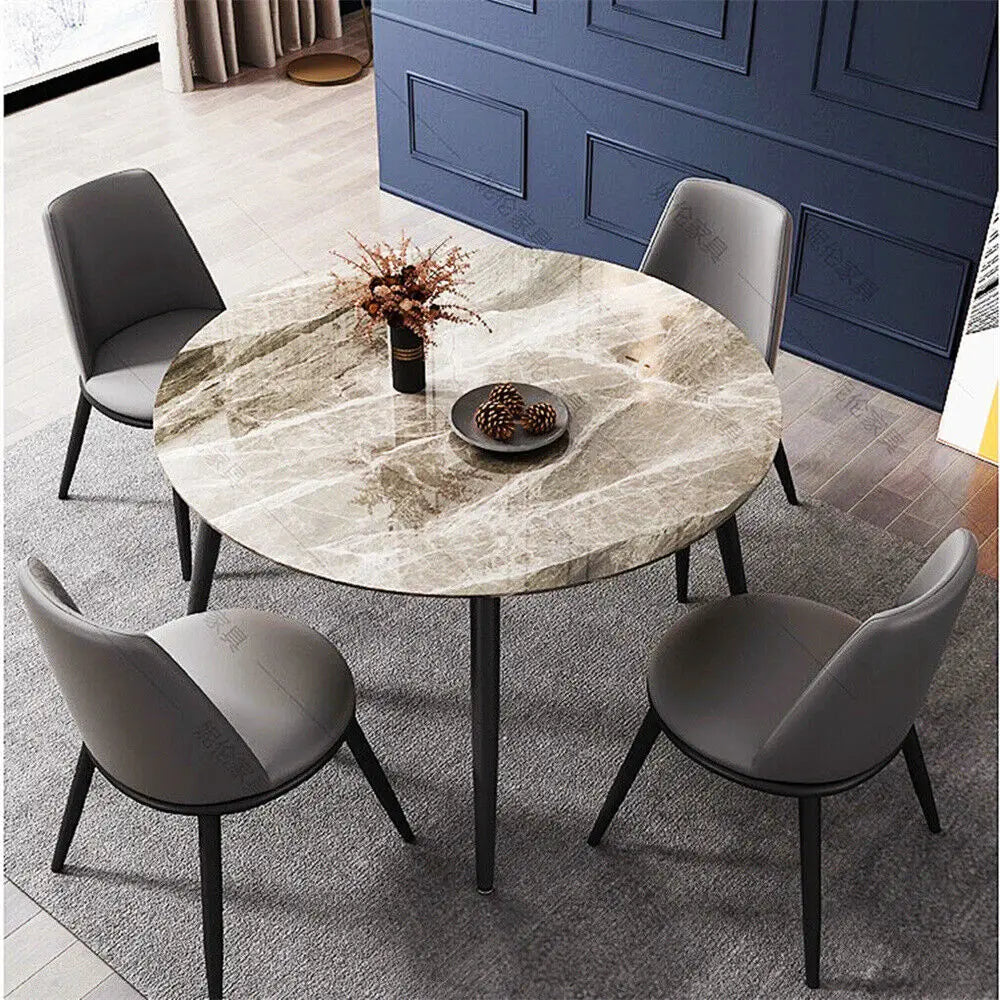 Round Dining Table Marble Top 80cm Diameter for 4 Seat
