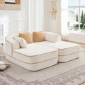 77.2" Fabric Boneless Sofa Couch with Double Chaises Sleeper Sofa