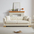 84IN Classic Chesterield Sofa - Velvet 3-Seater, Rolled Arms, Tuted Back & Studs