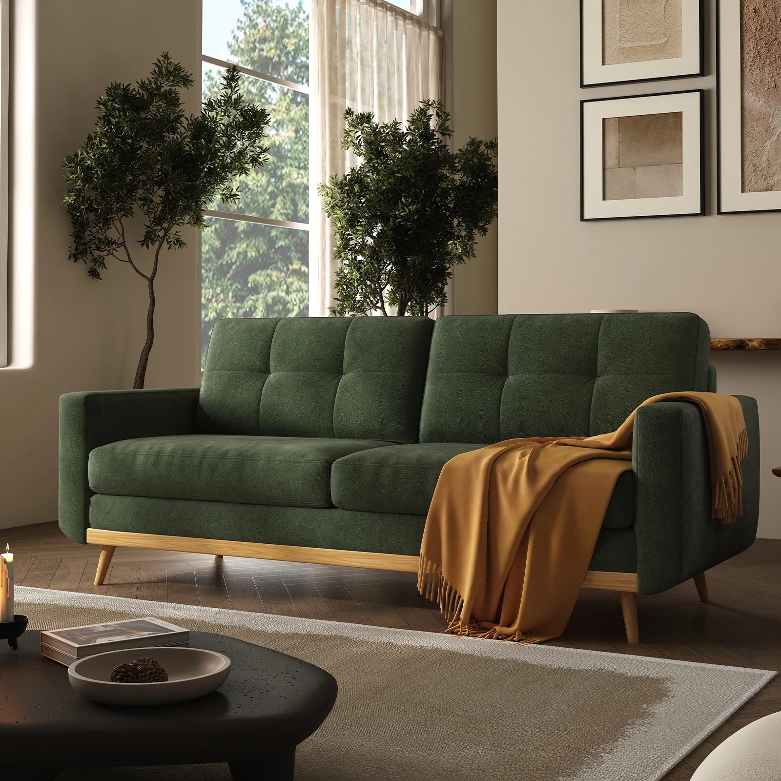 67.7IN Loveseat Sofa Wooden Legs