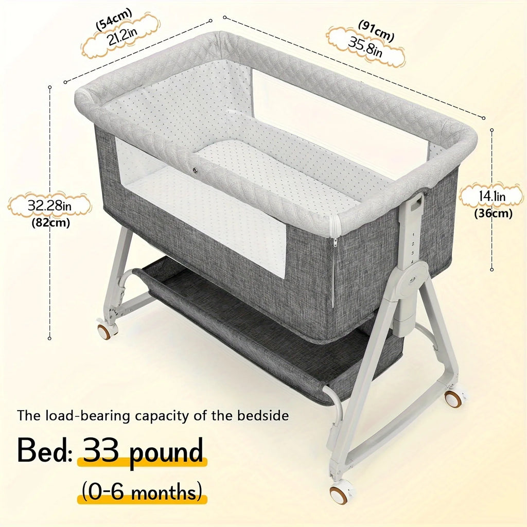 Baby Bassinet, 3-in-1 Bassinet Bedside Sleeper with Wheels