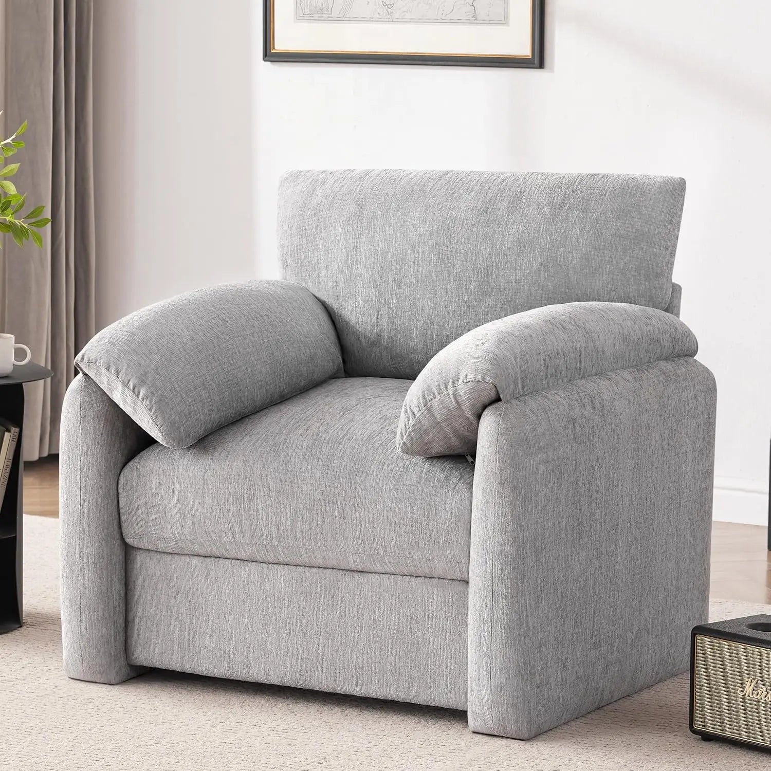 Chenille Oversized Armchair, 38.6" Wide Modern Lounge Chair