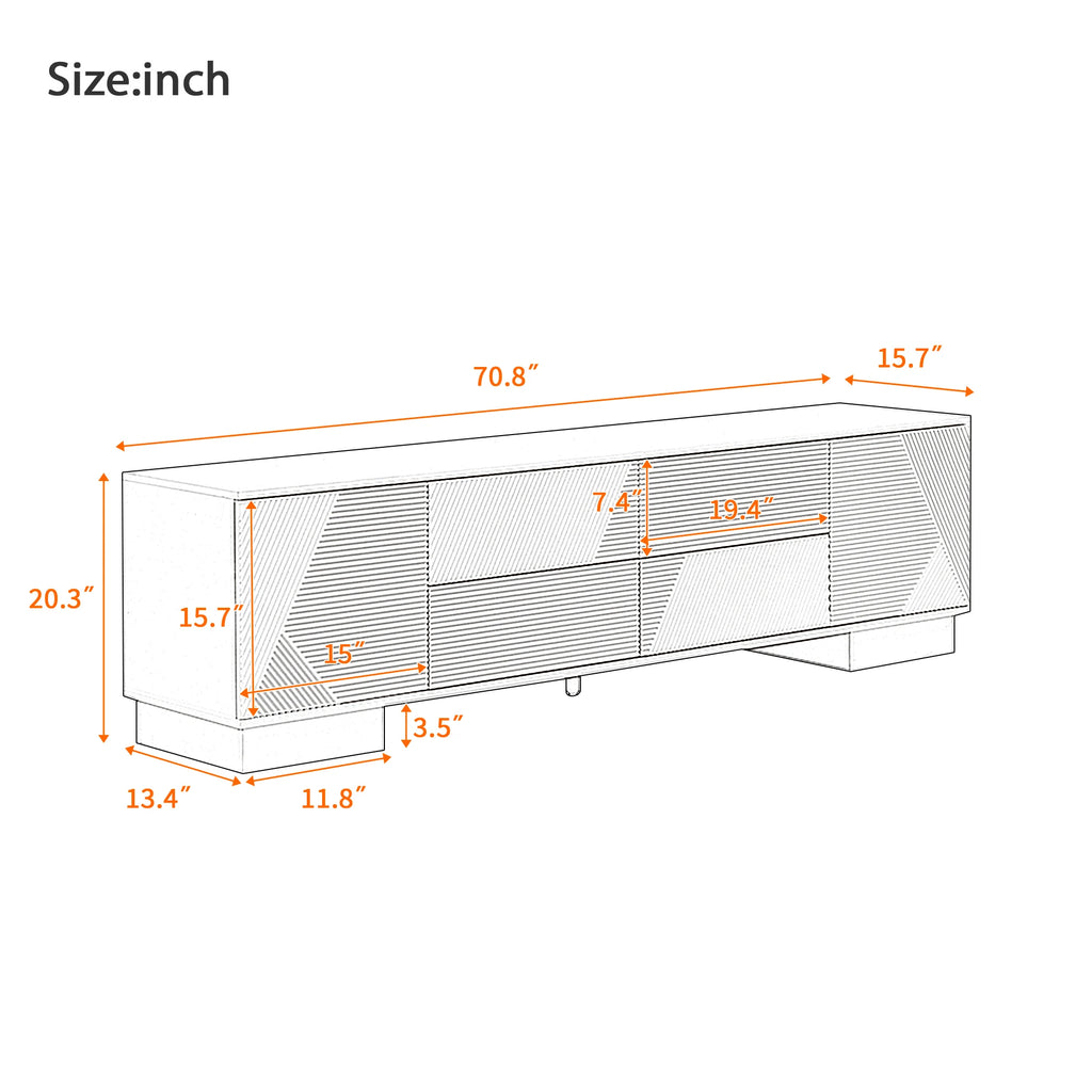 70.8'' TV Stand for up to 75IN TVs, Storage Cabinets, 4 Drawers
