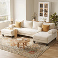 U-Shaped Sectional Couch | Chenille Sofa Double Chaise | 112IN