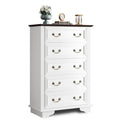 Farmhouse wood chest of drawers, 5 drawers Roman metal handles