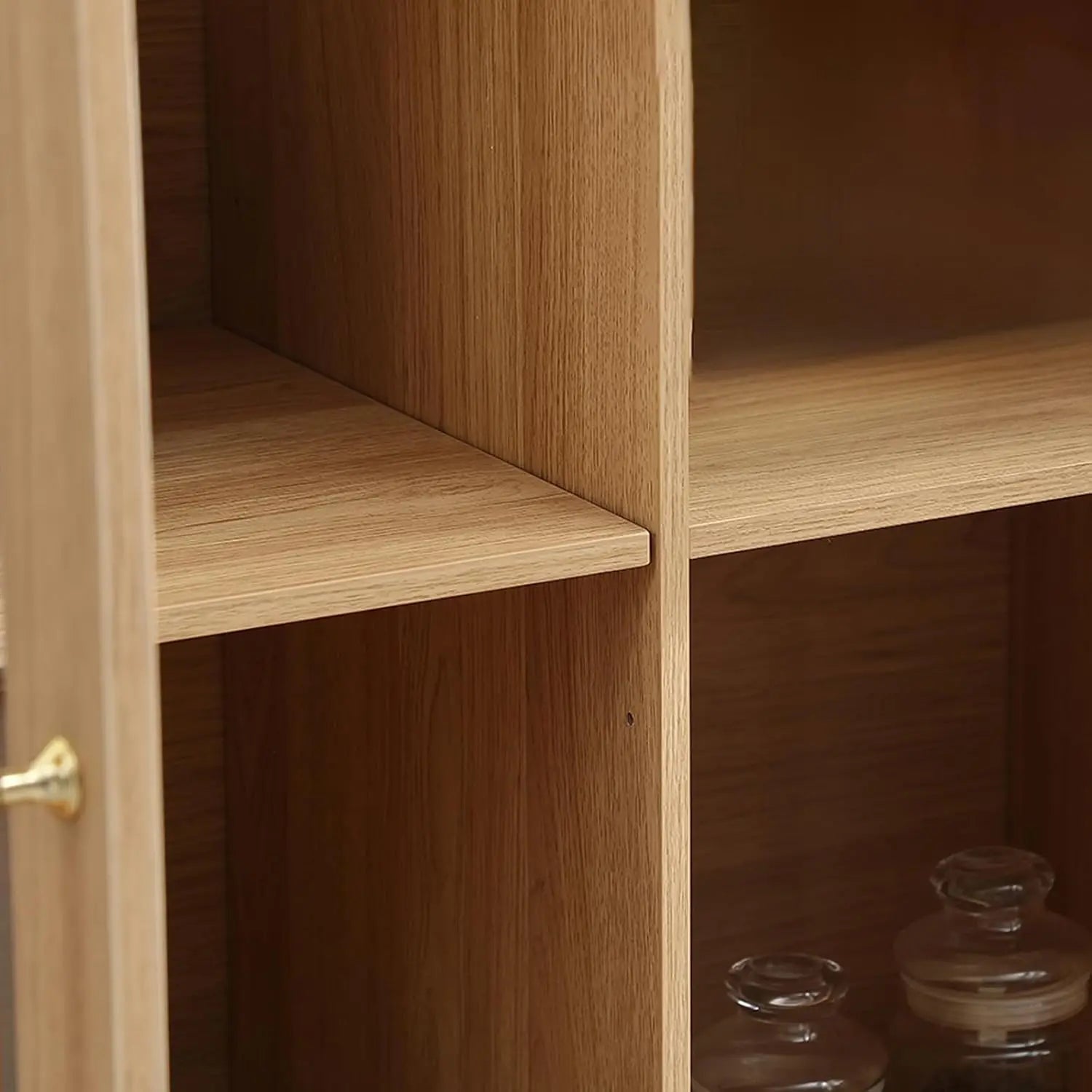 63" Set of 2 Small Buffet Cabinets Arched Glass Doors