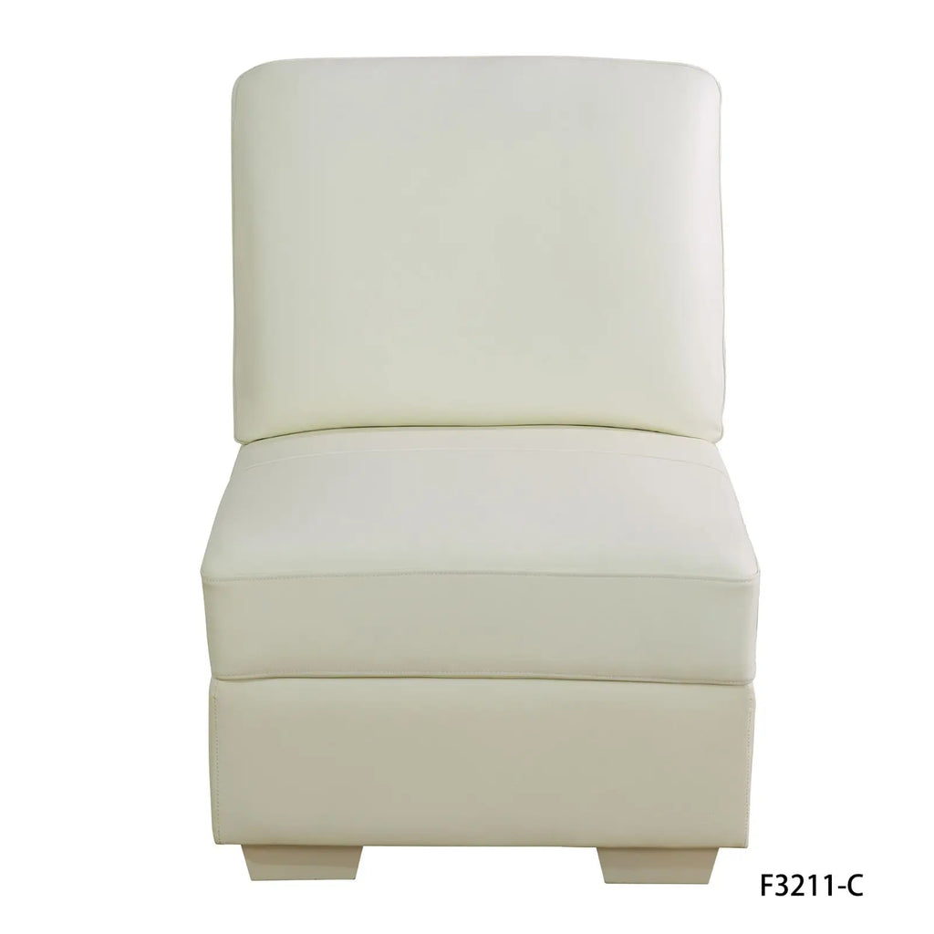 White Genuine Cow Leather 7-Piece Living Room Sofa Set