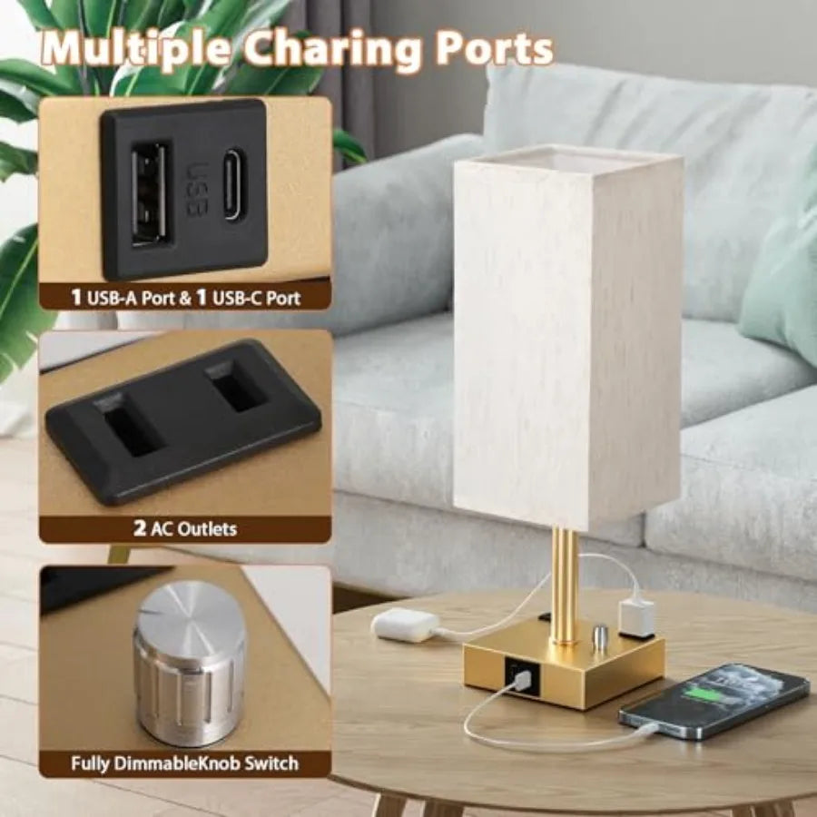 Fully Dimmable Set-of-2 Nightstand Lamps