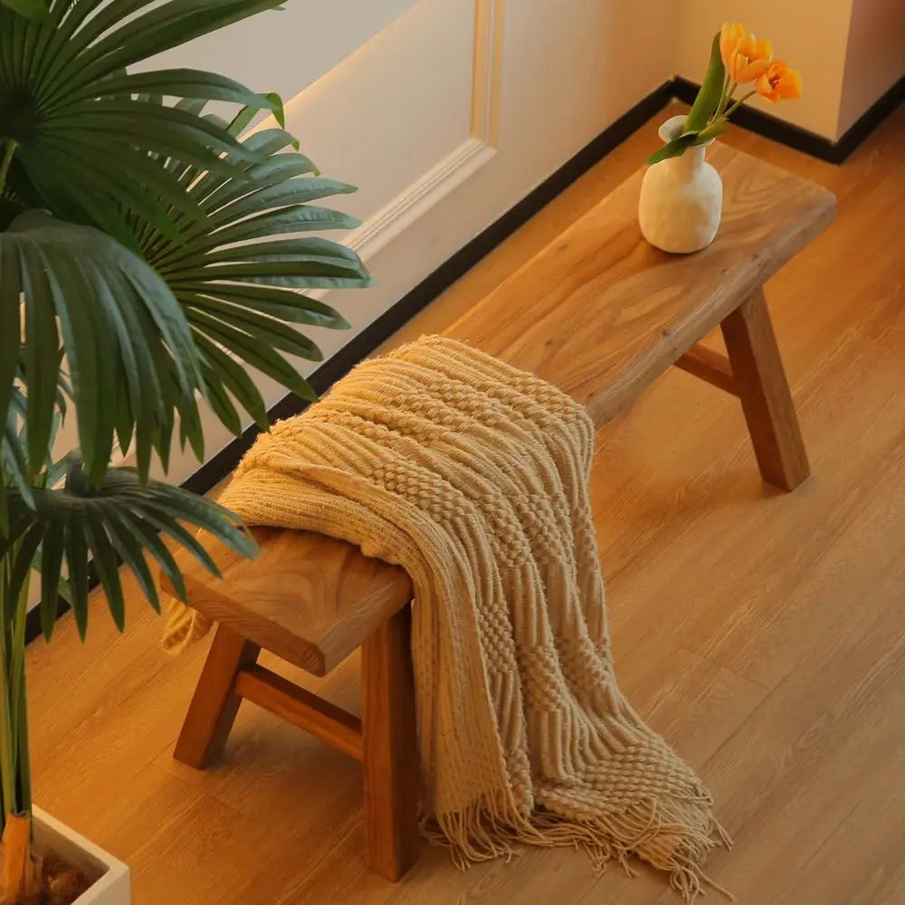 Indoor Rustic Bench, Skinny Bench Extra Thick Solid Wood
