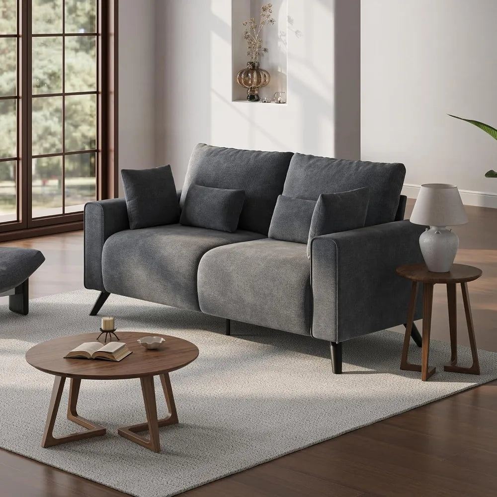 Grey Love Seat Couches 2 Seater Couch for Small Spaces