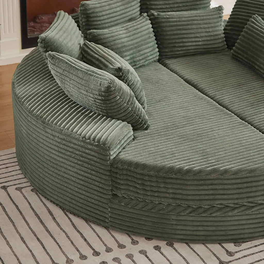 78.5IN Oversized Round Chaise Lounge, Upholstered Corduroy Boneless Sofa