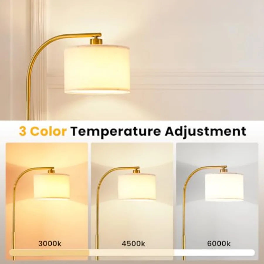 65" Tall Floor Lamp Modern Standing w/9W LED Bulb, Fabric Shade