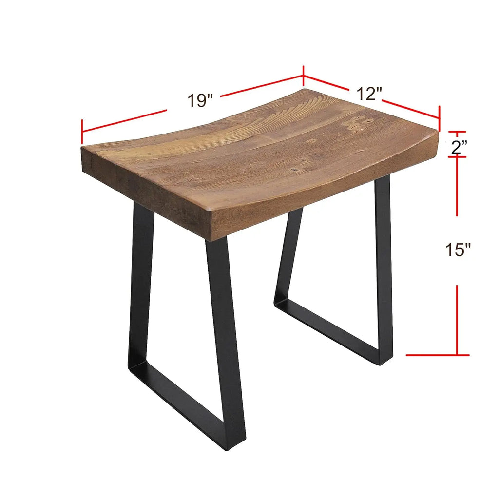 19x12x17 Rustic Solid Wood Bench Side Table Stool, Foot Rest