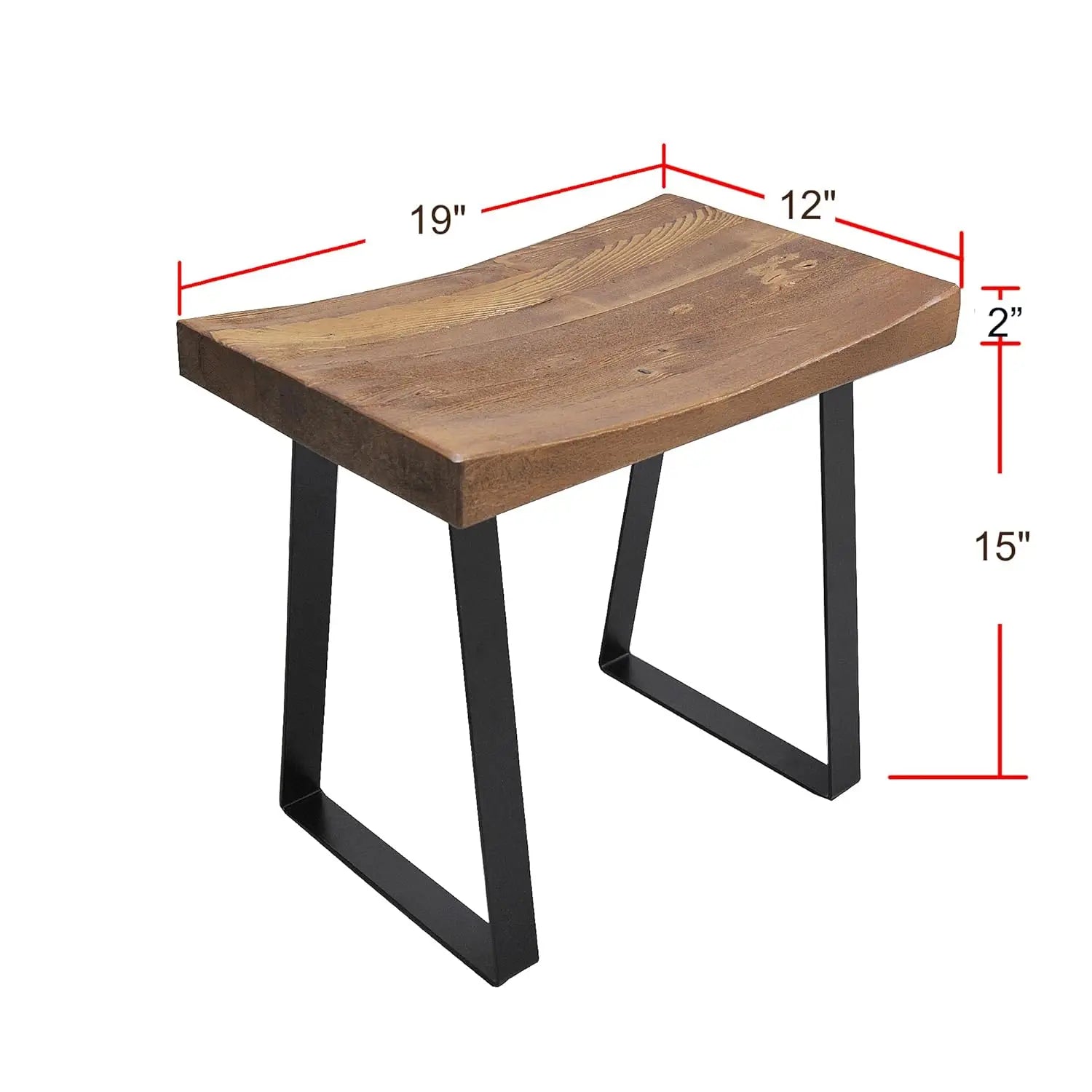 19x12x17 Rustic Solid Wood Bench Side Table Stool, Foot Rest