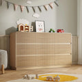 9-Drawer Dresser, Fluted Chest of Drawers Round Curved Corner, Hidden Handles
