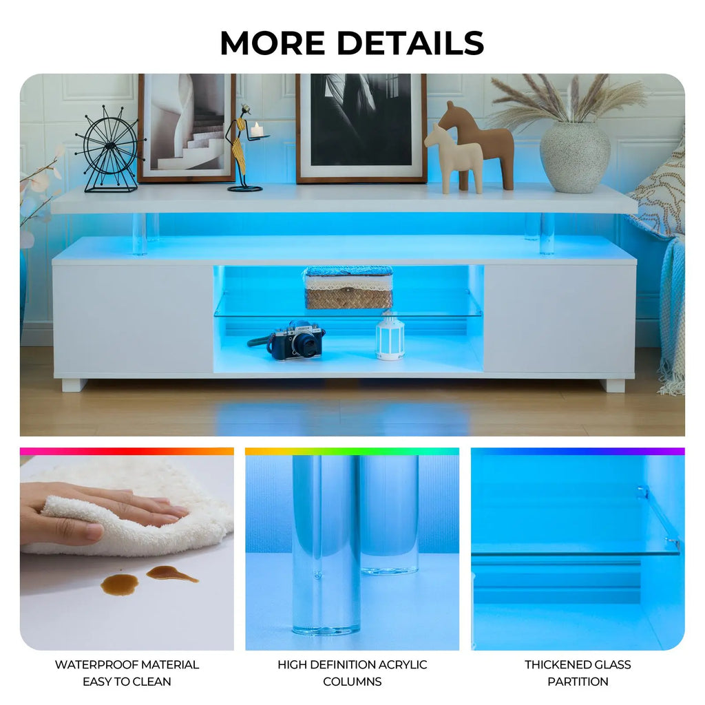 LED Entertainment Center, Gaming Center for 50inch TV, Storage, Shelf