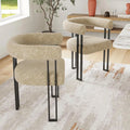 2 Upholstered, Bouclé Fabric Accent Armchairs, Cushioned Seat & Back