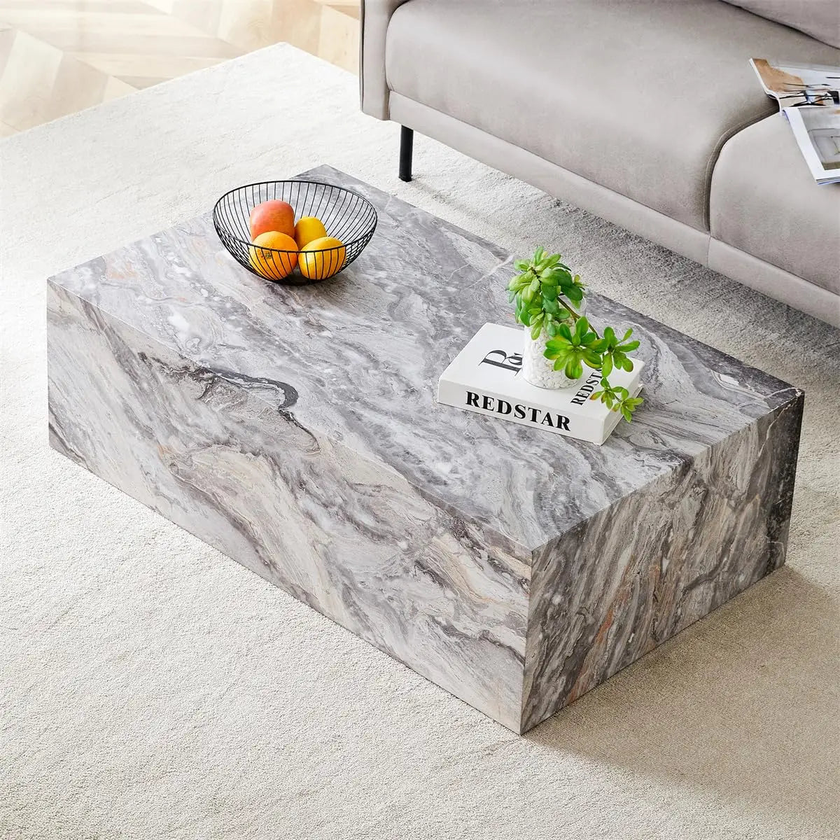 Coffee Table, Modern Faux Marble Table
