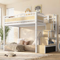 Twin Size Loft Bed w/Stairs, 53.5” Under-Space for Sofa and Desk