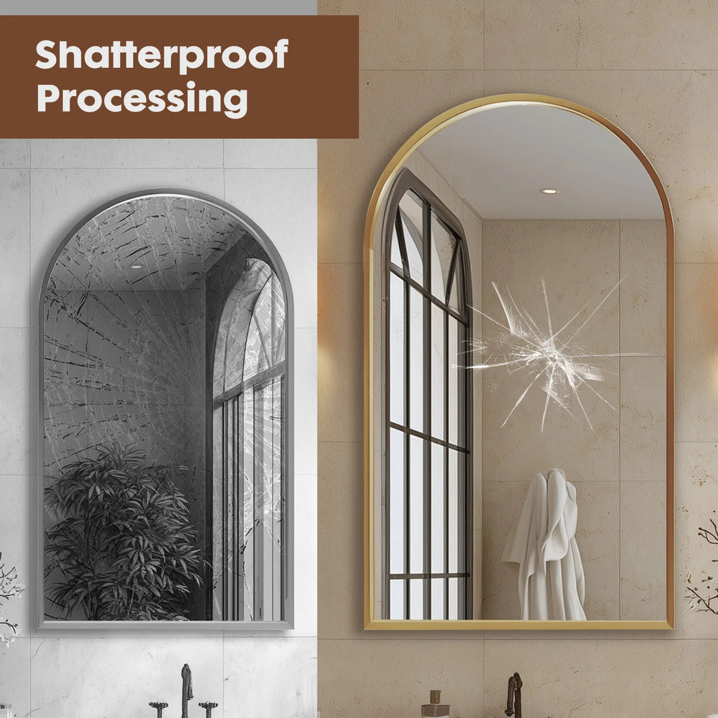 26"x38" Arched Metal Framed Mirrors for Wall Hanging