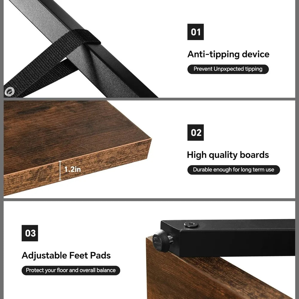 47.2IN 5-Tier Wood Display Bookshelf, 30mm Thick Board