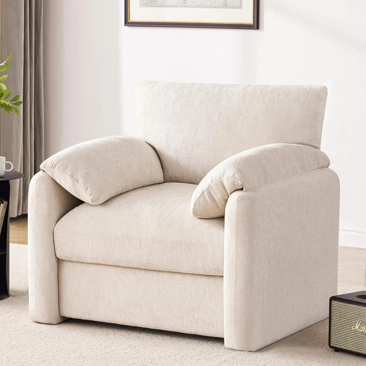 Chenille Oversized Armchair, 38.6" Wide Modern Lounge Chair