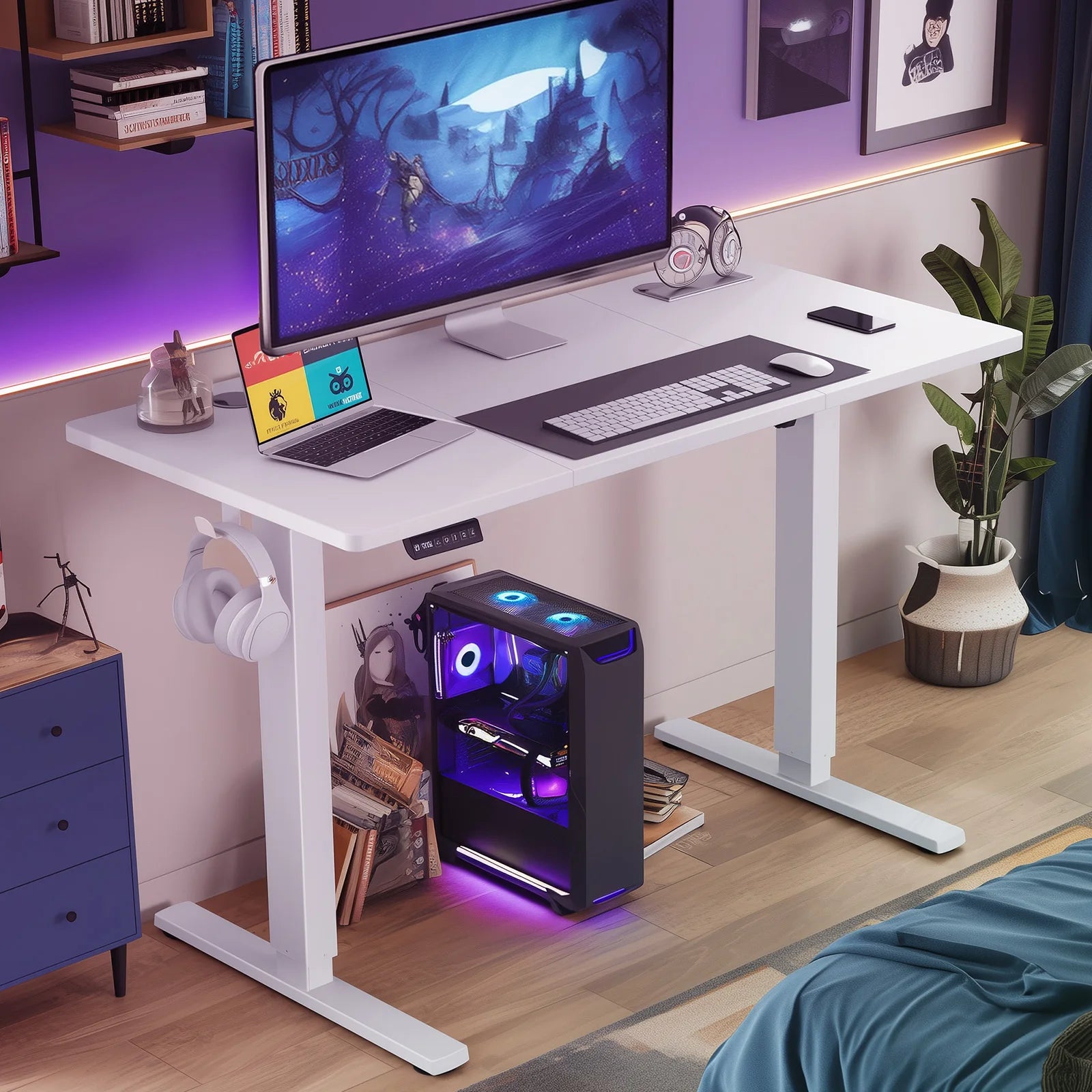 JHK 63INx24IN Electric Ergonomic Height Adjustable Standing/Sitting Desk