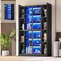 Cabinet Acrylic Glass Doors LED Lights, 70" Tall, Adjustable Shelves