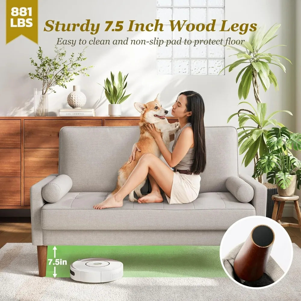 48IN Vesgantti Loveseat Sofa - Solid Wood Legs Throw Pillow Ashbeige