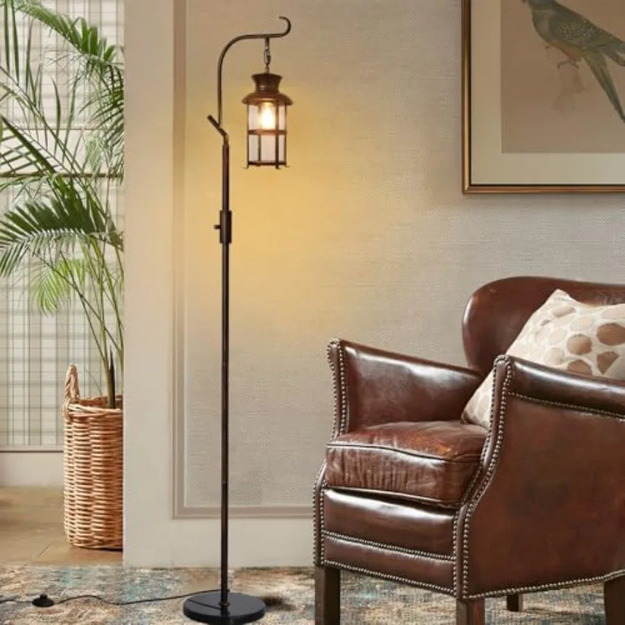 Dimmable Lantern Standing Lamp Rustic Farmhouse Finish