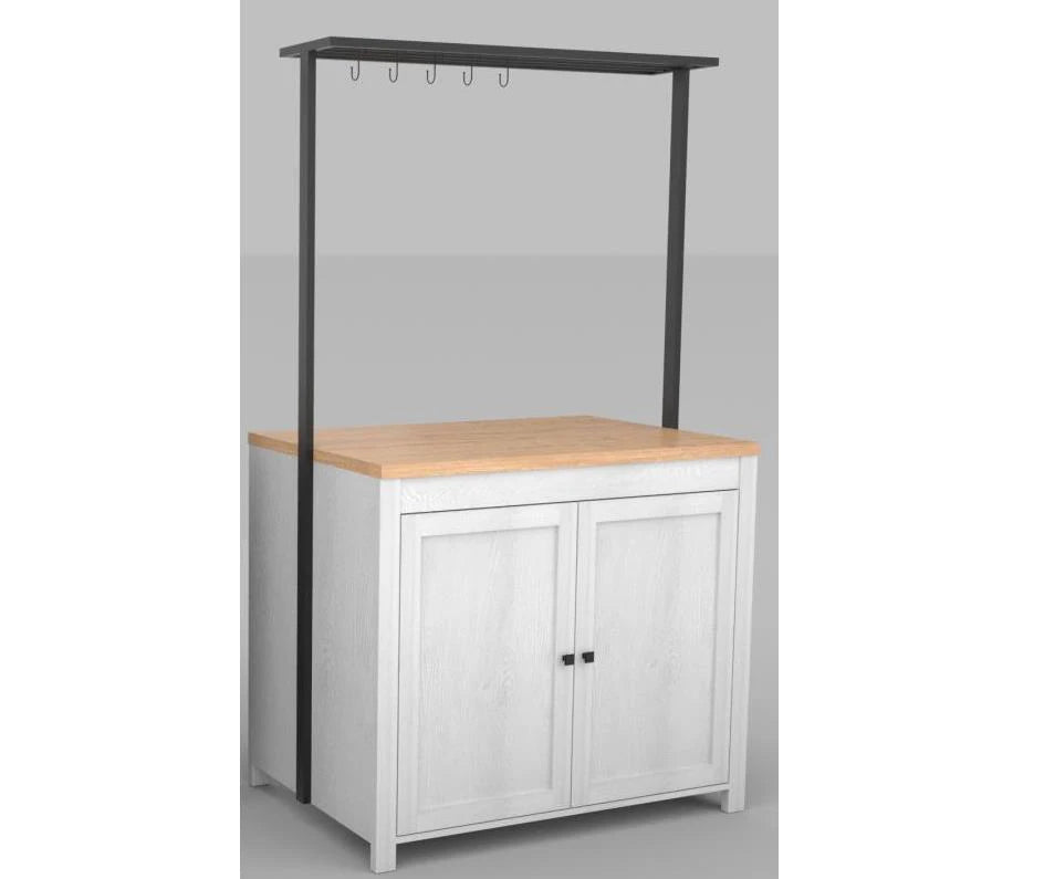 42" Island Heavy-Duty Cart 2-Tier Shelves, 5 Hooks