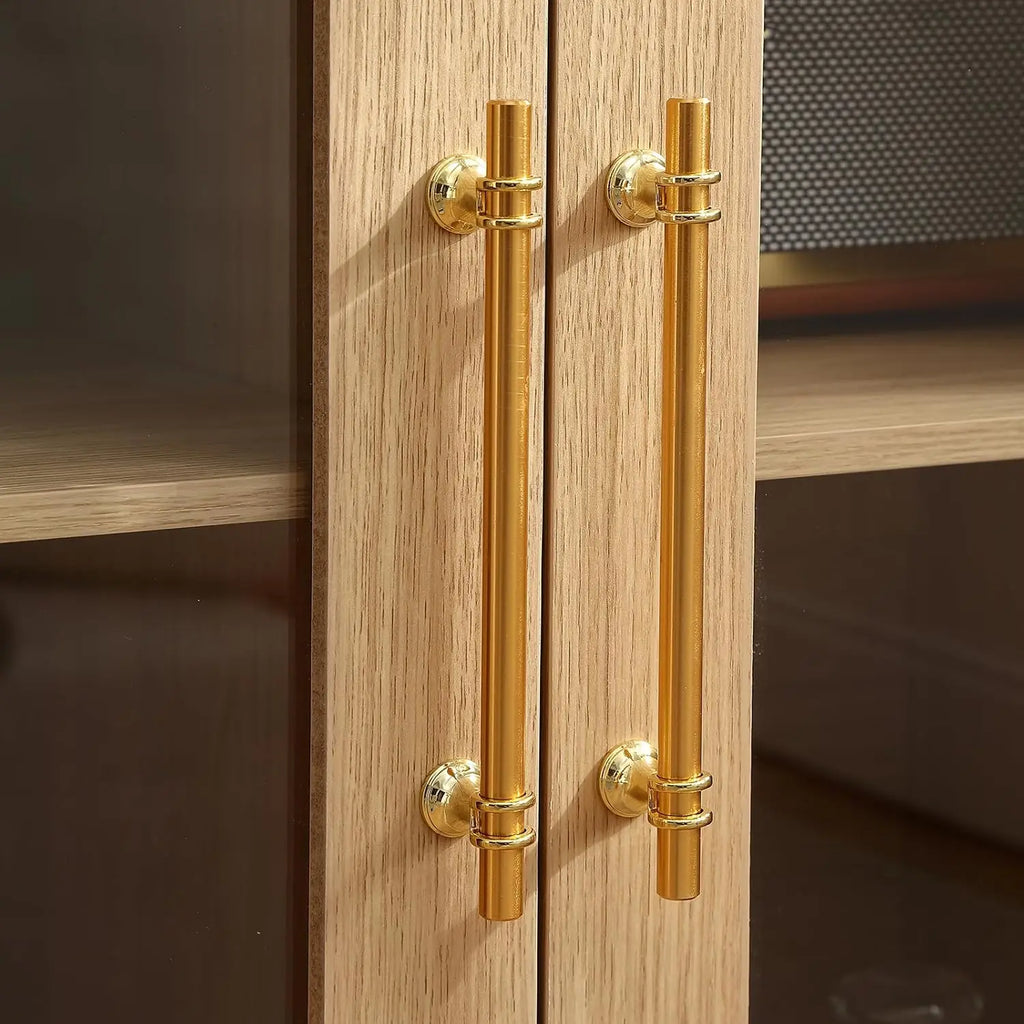 63" Set of 2 Small Buffet Cabinets Arched Glass Doors
