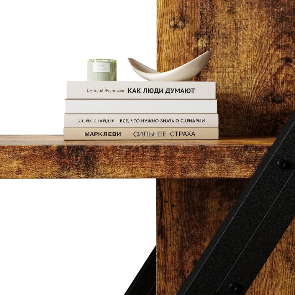 47.2IN 5-Tier Wood Display Bookshelf, 30mm Thick Board
